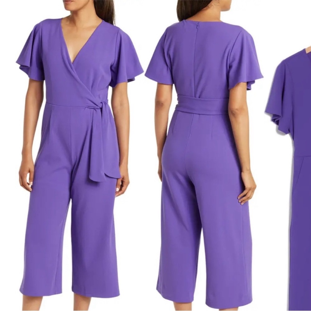 Tahari Purple Wrap Jumpsuit